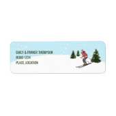 Watercolor Skier Woman On Winter Slopes Custom Etiket (Voorkant)