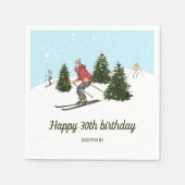 Watercolor Skier Women Winter Birthday Party Servet (Voorkant)
