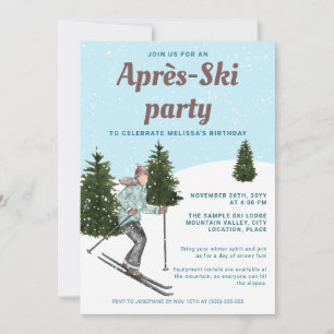 Watercolor Skimeisje Fun Après-Ski Verjaardagsfees Kaart