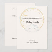 Watercolor Slaapwolk Baby Shower Uitnodiging M (Voorkant / Achterkant)