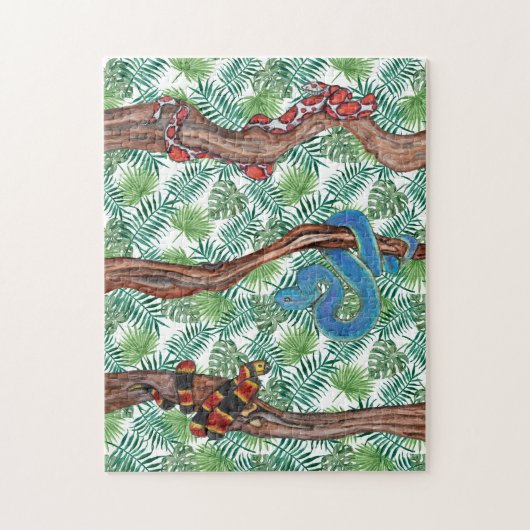 Watercolor Slang Liefhebber Python Boa huisdieren Legpuzzel (Verticaal)