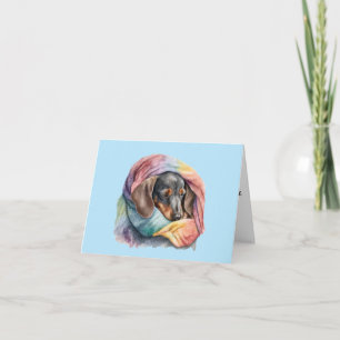 Watercolor slapende dachshund blanco wenskaart kaart