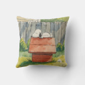Watercolor Sleeping Dog on Red Doghouse Art Kussen (Achterkant)