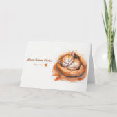 Watercolor Sleeping Kawaii Cat Kaart (Voorkant)