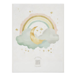 Watercolor Sleeping Moon Nursery Wall Art | Mint Perfect Poster
