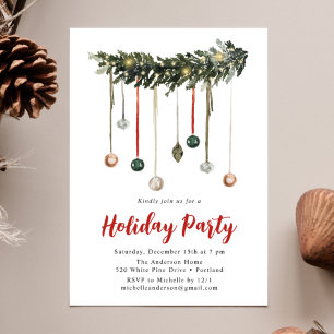 Watercolor slinger en kerstversiering Kerstfeest Kaart