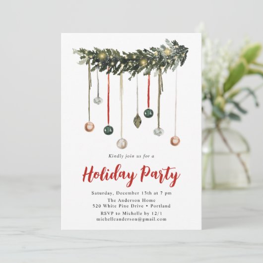 Watercolor slinger en versiering feestelijke feest kaart (Staand voorkant)