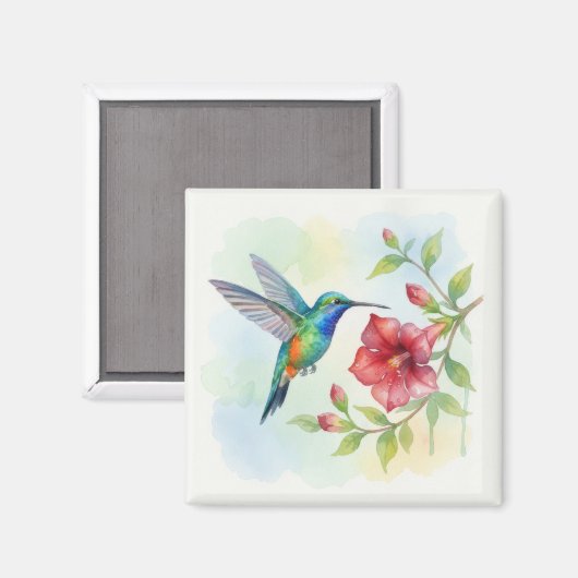 Watercolor Small Hummingbird Magneet (Voorkant / Achterkant)