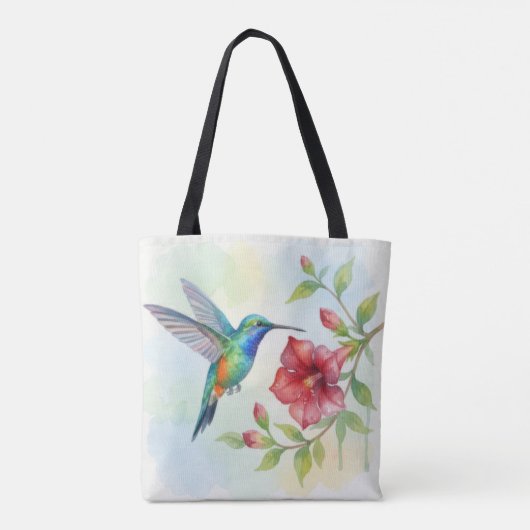 Watercolor Small Hummingbird Tote Bag (Achterkant)