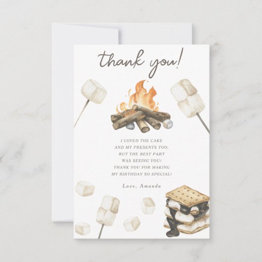 Watercolor S'more Leuke Verjaardag Dank je Bedankkaart (Voorkant)