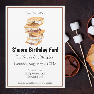 Watercolor S'mores Fun 6e verjaardagsuitnodiging Kaart