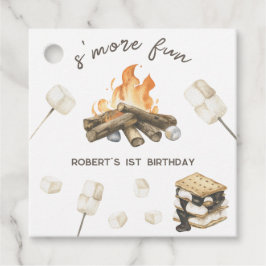 Watercolor S'mores Kampvuur 1e Verjaardag Bedankjes Labels