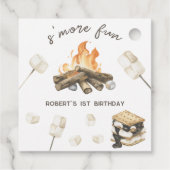 Watercolor S'mores Kampvuur 1e Verjaardag Bedankjes Labels (Achterkant)