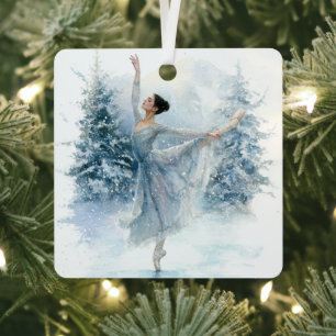 Watercolor Sneeuw Balletdanseres Kerst Ornament