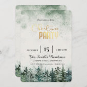 Watercolor Sneeuw Dennenbos Kaart (Voorkant / Achterkant)