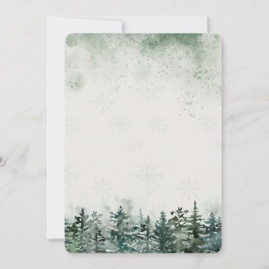 Watercolor Sneeuw Dennenbos Kaart (Achterkant)