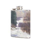 Watercolor Sneeuw Landschap Bruiloft Heupfles (Links)