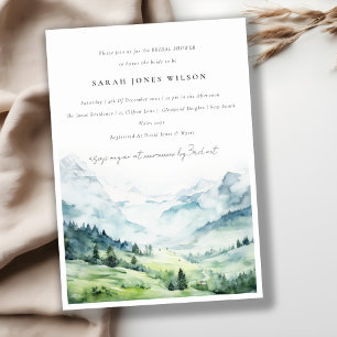 Watercolor Sneeuwberg Landschap Bruidsdouche Kaart