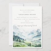 Watercolor Sneeuwberg Landschap Bruidsdouche Kaart (Voorkant)