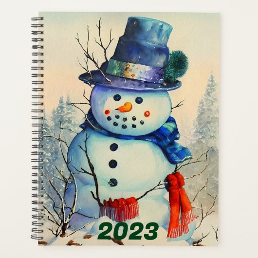 Watercolor Sneeuwman Aangepaste Planner (Voorkant)