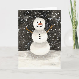 Watercolor Sneeuwman Feestdagen Kaart