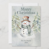 Watercolor Sneeuwman Kerstkaart – Persoonlijk (Voorkant)