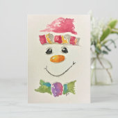 Watercolor Sneeuwman Kerstkaarten Feestdagenkaart (Staand voorkant)