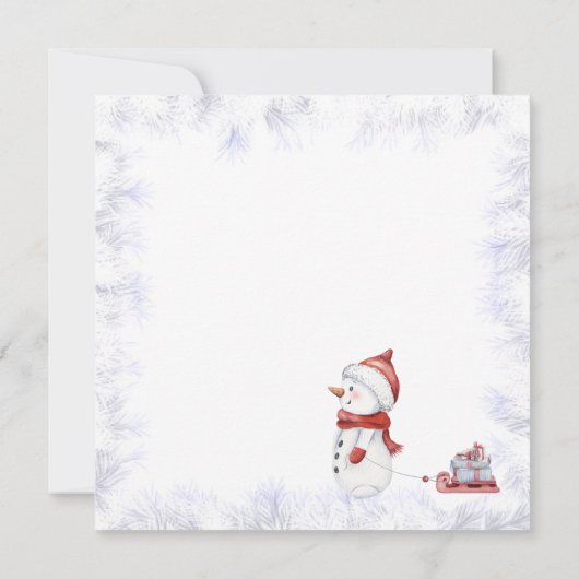 Watercolor Sneeuwman Prettig Kerstmis Baby Uitnodi Kaart (Achterkant)