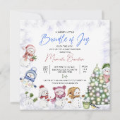 Watercolor Sneeuwman Prettig Kerstmis Baby Uitnodi Kaart (Voorkant)