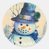Watercolor Sneeuwman Sticker (Voorkant)