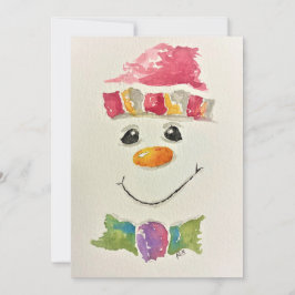 Watercolor Sneeuwman Vakantiekaarten Feestdagenkaart