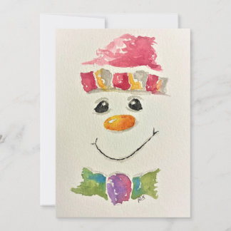 Watercolor Sneeuwman Vakantiekaarten Feestdagenkaart