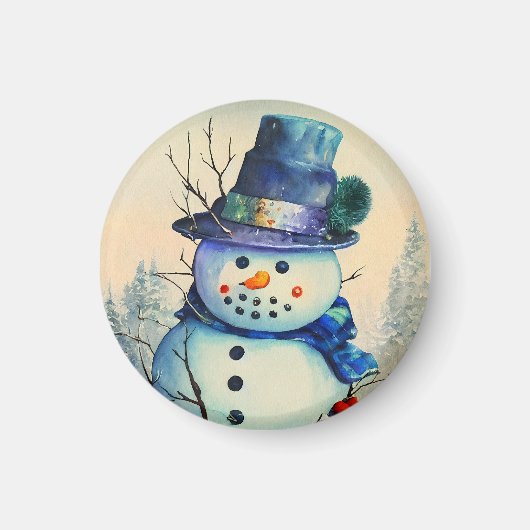 Watercolor Sneeuwpop Magneet (Voorkant)