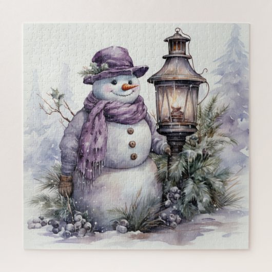 Watercolor Sneeuwpop Puzzel (Verticaal)