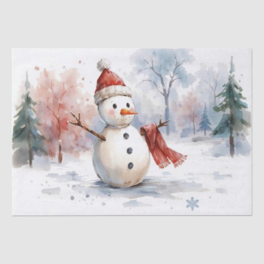 Watercolor Sneeuwpop Tissuepapier (Voorkant)