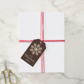 Watercolor Sneeuwvlok Bruin Custom Kerstmis Cadeaulabel (Met Touw)
