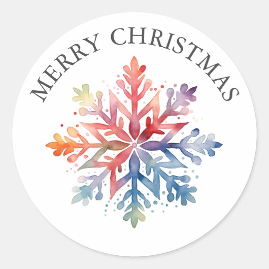 Watercolor Sneeuwvlok Kerst Sticker (Voorkant)