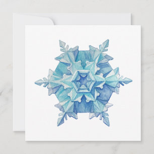 Watercolor Sneeuwvlok Platte Kerstkaart