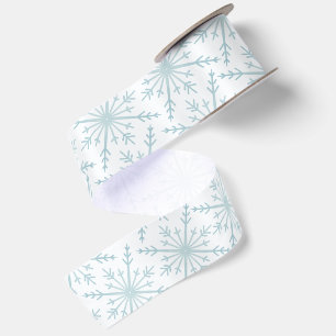 Watercolor Sneeuwvlok Wit en Blauw Satijnen Lint