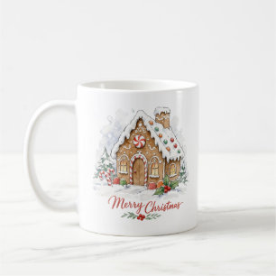 Watercolor snoephuis met snoepstokken koffiemok
