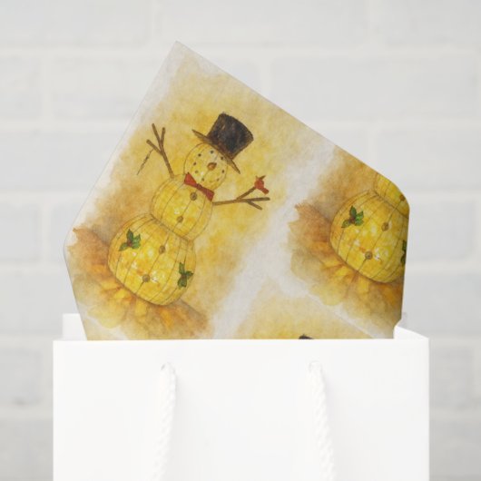 Watercolor snow man tissuepapier (Cadeauzakje)