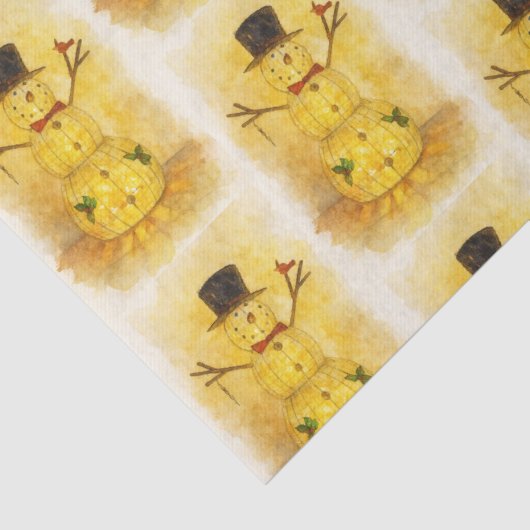 Watercolor snow man tissuepapier (Detail)
