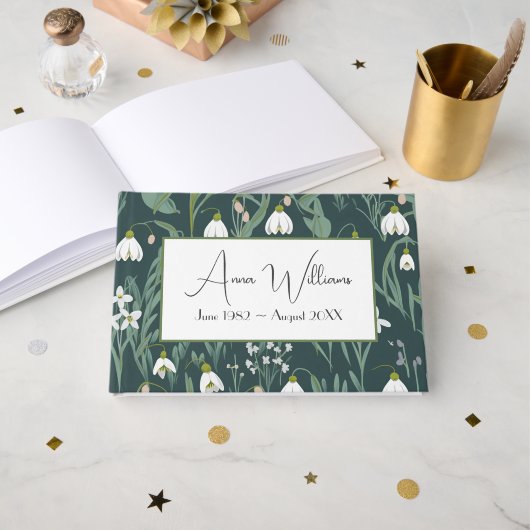 Watercolor Snowdrops for Memorial Service Gastenboek (Voorkant open)