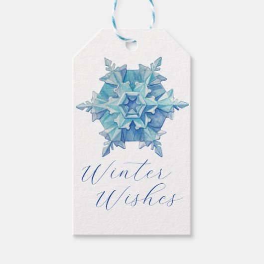 Watercolor Snowflake Cadeaulabel (Voorkant)
