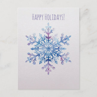 Watercolor snowflake Christmas Holiday Card Feestdagenkaart