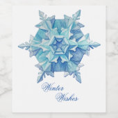 Watercolor Snowflake Wijn Etiket (Enkel label)
