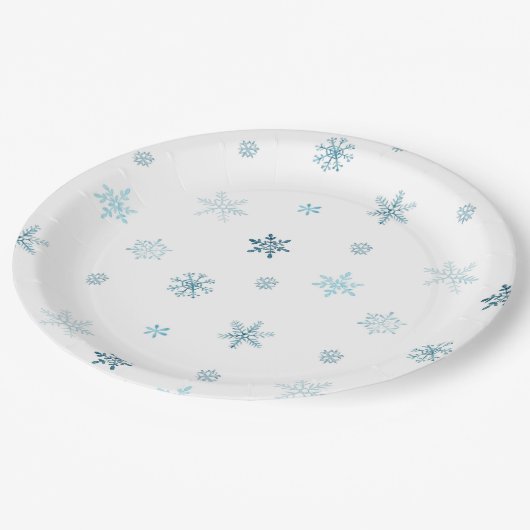 Watercolor Snowflakes Christmas Plate Papieren Bordje (Gekanteld)