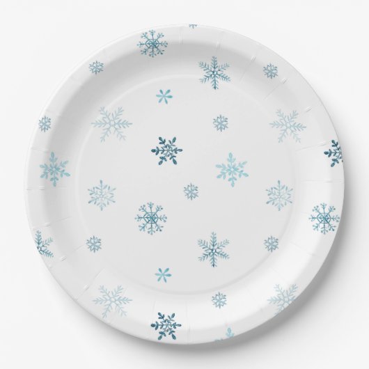 Watercolor Snowflakes Christmas Plate Papieren Bordje (Voorkant)