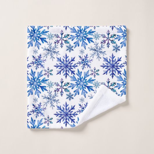 Watercolor Snowflakes Pattern Bad Handdoek (Wasdoekje)