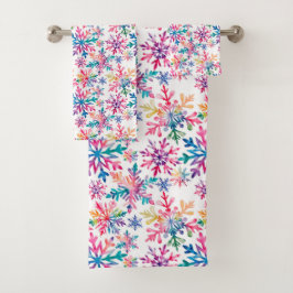 Watercolor Snowflakes Pattern Bad Handdoek
